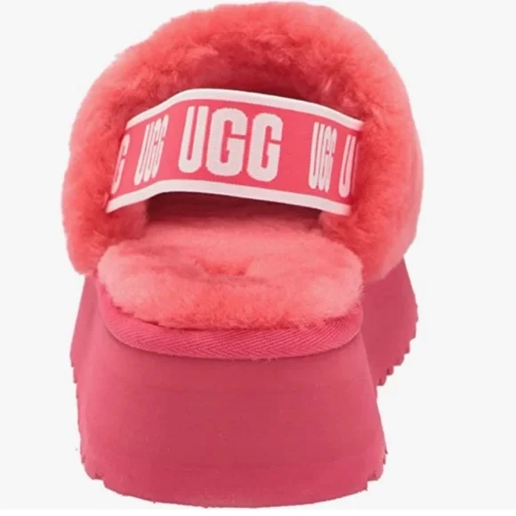 UGG Disco Slides Sandals Pink Cloud Sheepskin Fluff Fur Slingback Strap Logo - Picture 5 of 15